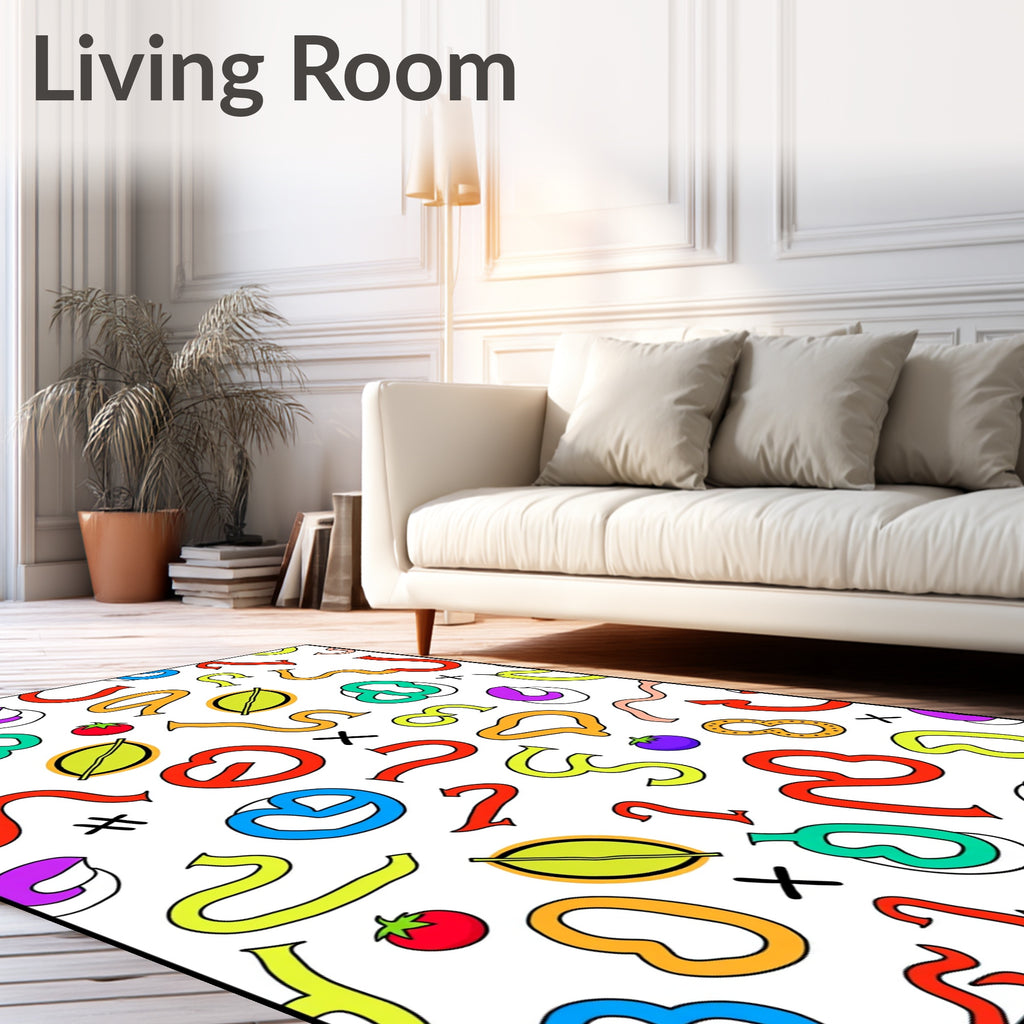 Playful Abstract Shapes And Food Collage Rug