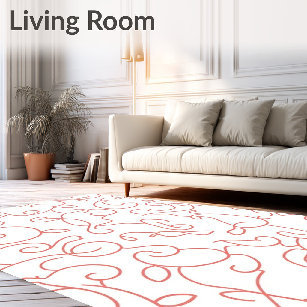 Coral Swirl Vine Swath Rug