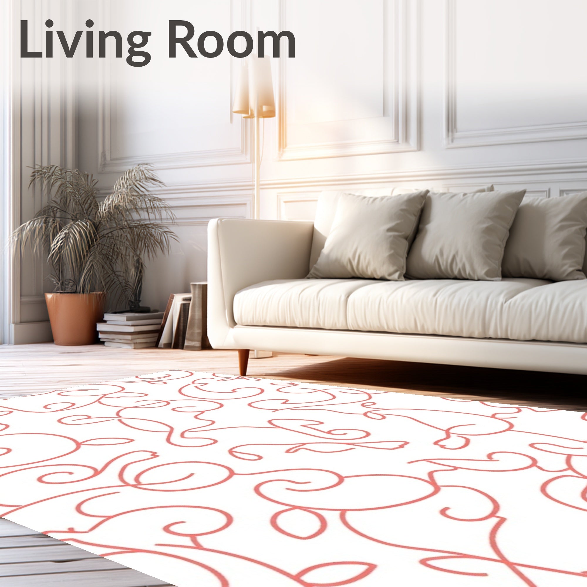 Coral Swirl Vine Swath Rug
