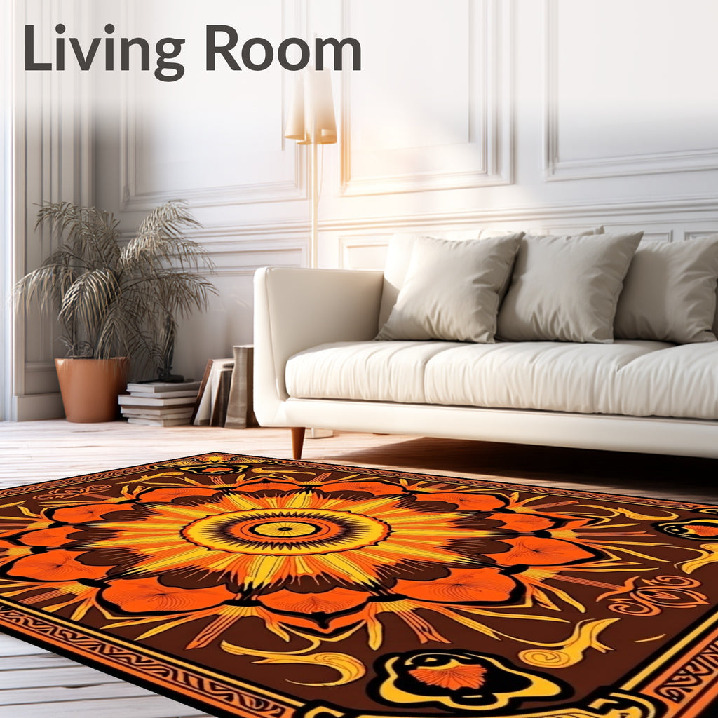Earthy Sunburst Floral Medallion Rug