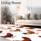Whimsical Rooster Chicken Farm Animals Rug