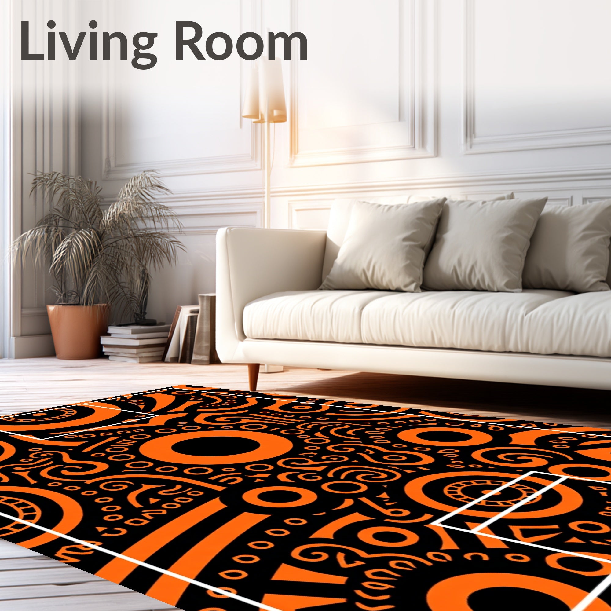 Bold Orange Tribal Circles Rug