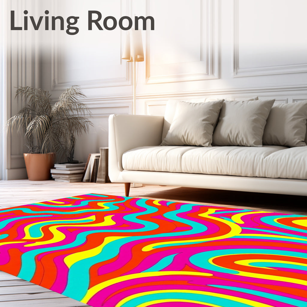 Vibrant Retro Swirl Abstract Rug
