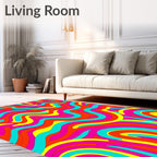 Vibrant Retro Swirl Abstract Rug