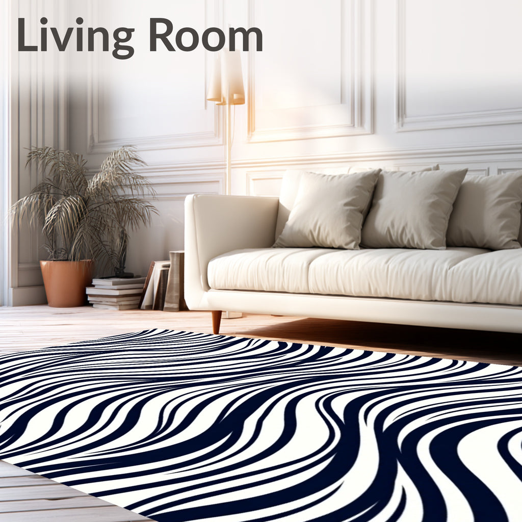 Indigo Swirl Abstract Waves Rug