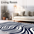 Indigo Swirl Abstract Waves Rug