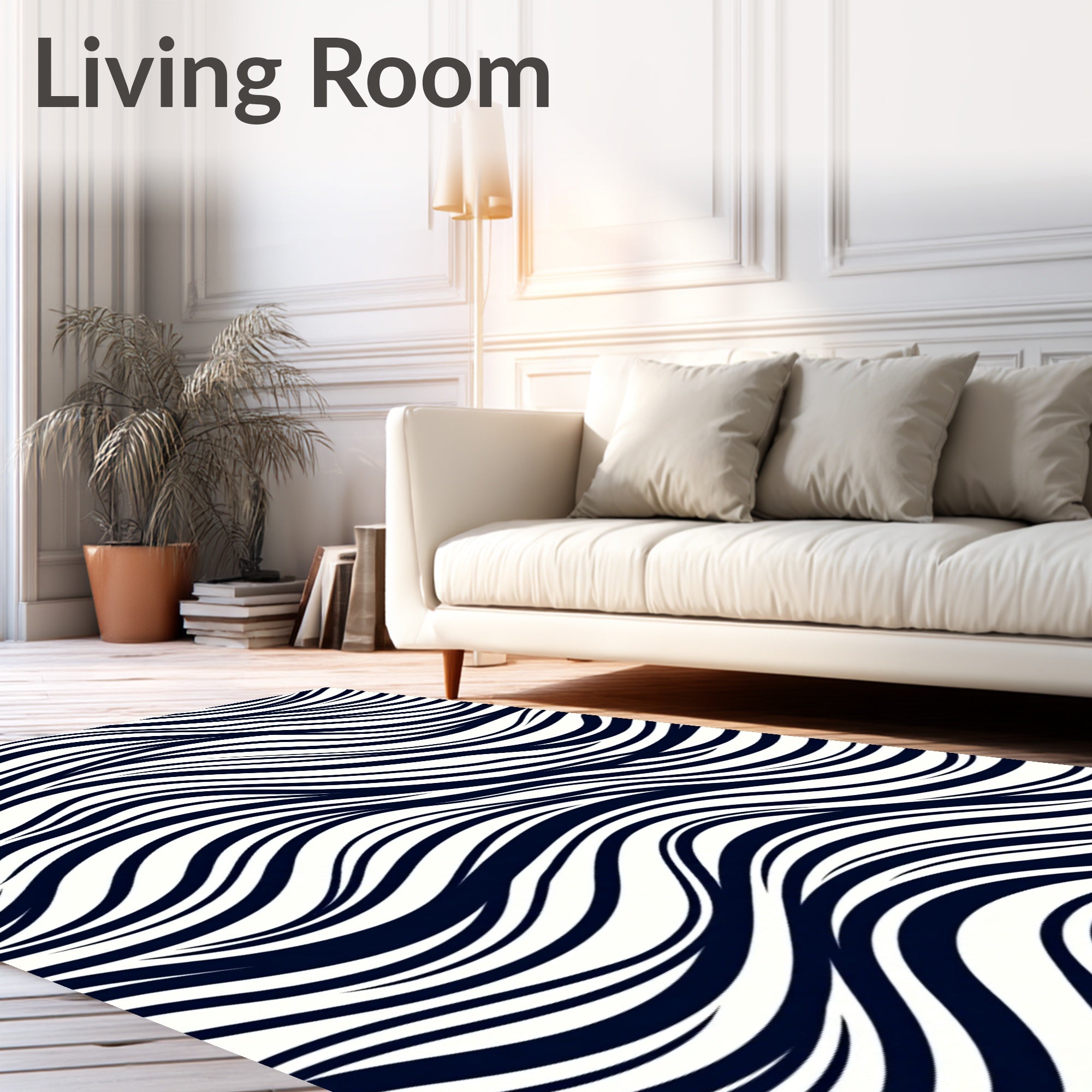 Indigo Swirl Abstract Waves Rug