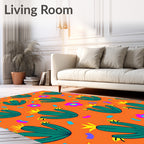 Whimsical Green Cactus Floral Confetti Rug