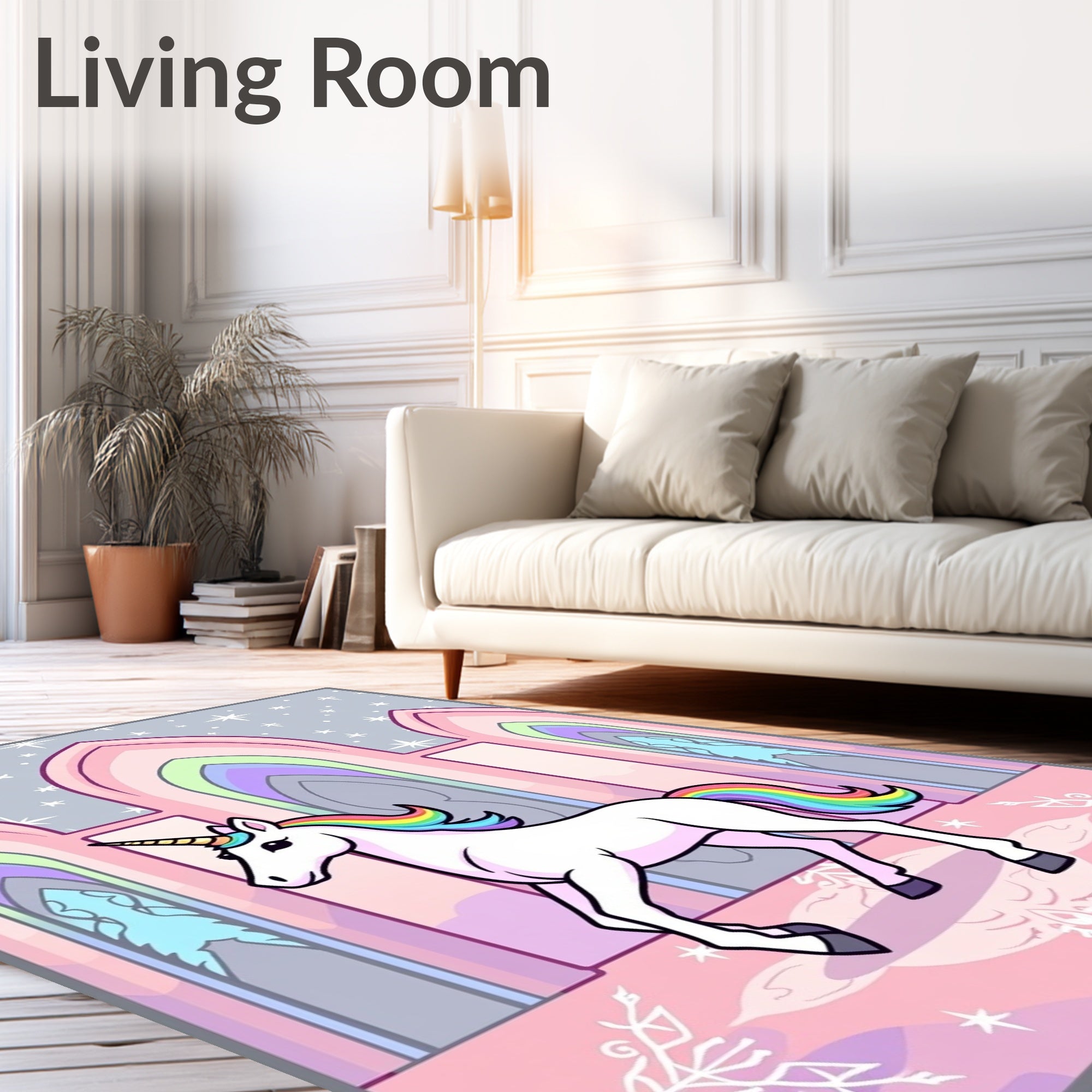 Magical Rainbow Unicorn Castle Garden Rug