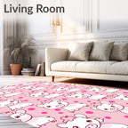 Cute Piggy Pink Polka Dot Meadow Rug