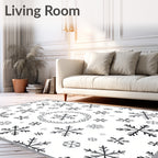 Black White Snowflake Scatter Rug
