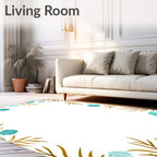 Teal Seashell And Kelp Border Rug