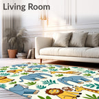 Jungle Friends Elephant Lion Giraffe Monkey Rug