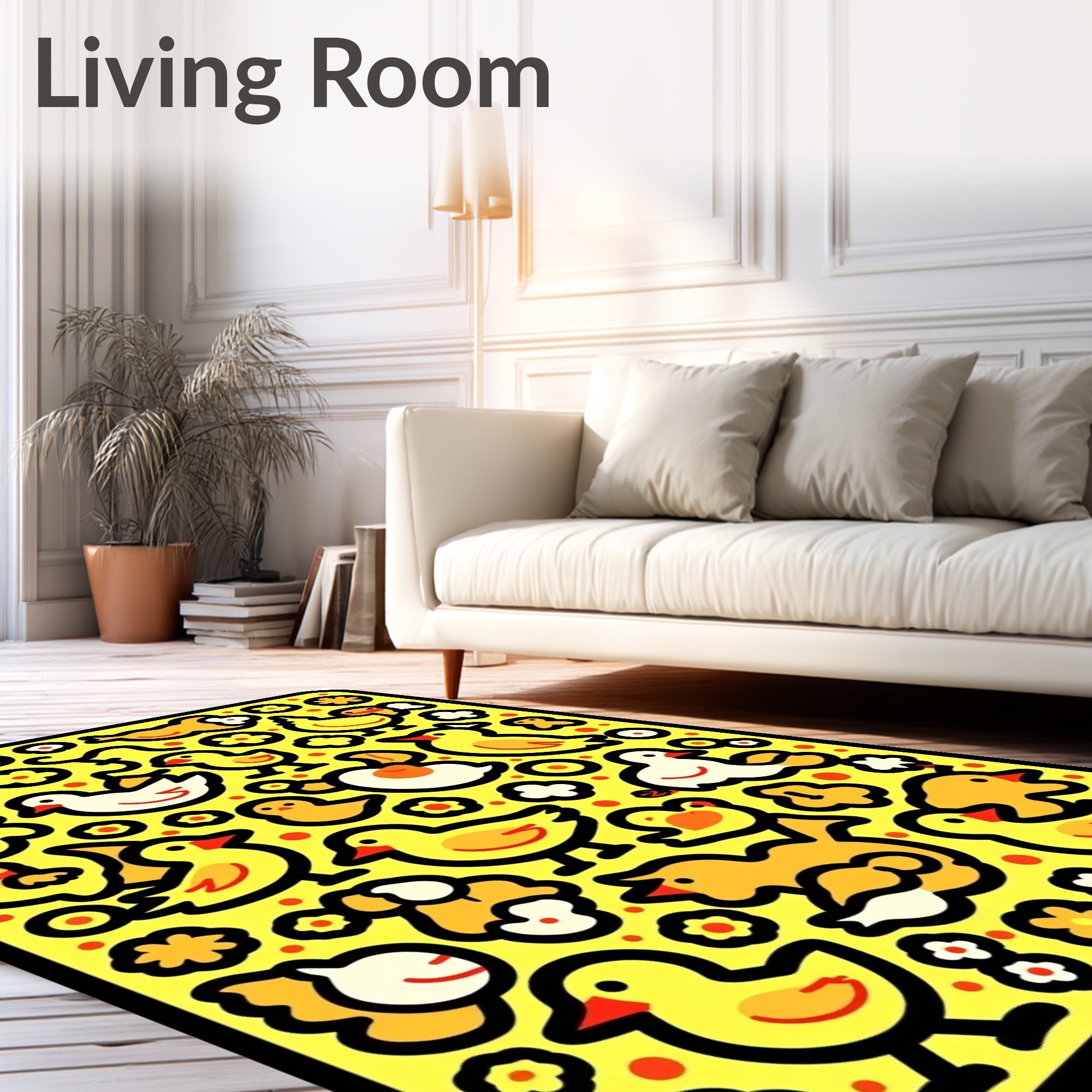 Whimsical Yellow Duckling Flock Together Rug