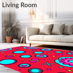 Red Hot Pink Turquoise Floral Heart Medallion Rug
