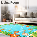 Tropical Poolside Starfish and Shells Rug