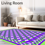 Vibrant Purple Green Clover Geometric Rug