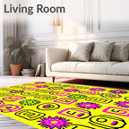 Vibrant Pink Yellow Sun Flower Collage Rug