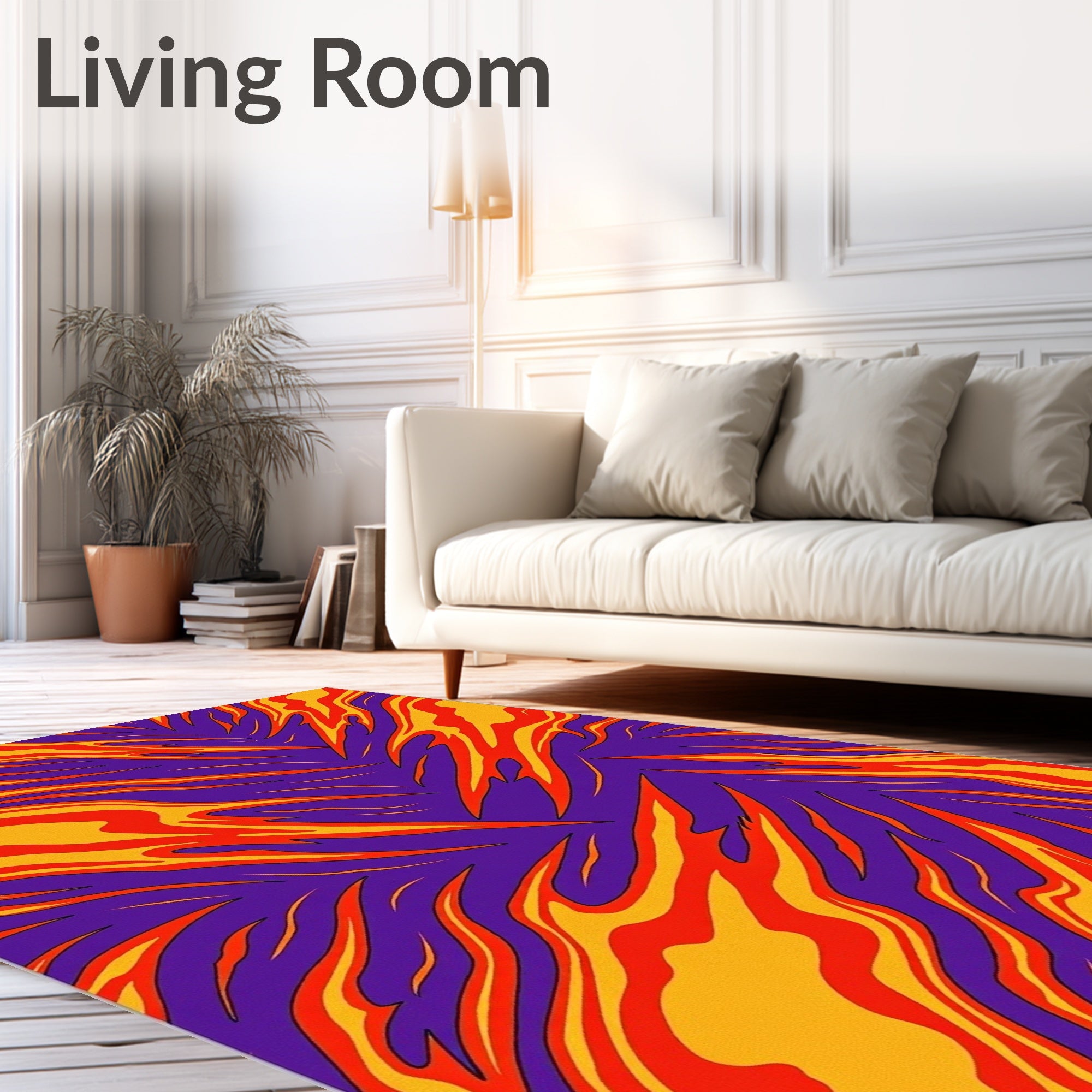 Vibrant Purple Fire Swirl Rug