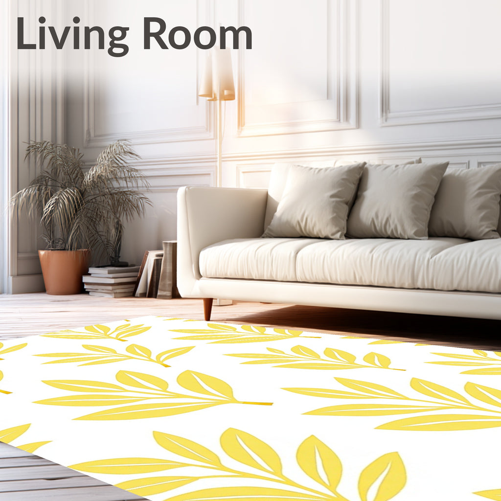 Sunny Yellow Branch Botanical Arrangement Rug