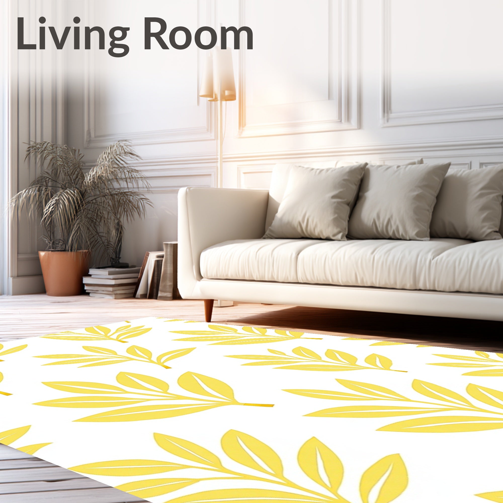 Sunny Yellow Branch Botanical Arrangement Rug