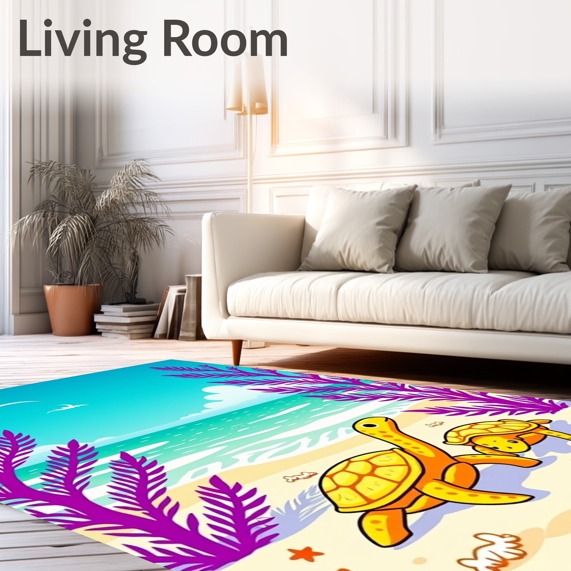 Golden Turtles On Sunny Beach Rug