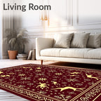 Red Deer Snowflake Border Rug