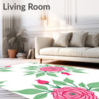 Pink Rose Garden Botanical Whimsy Rug