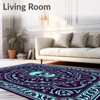 Cyan Skull Ornate Mandala Rug