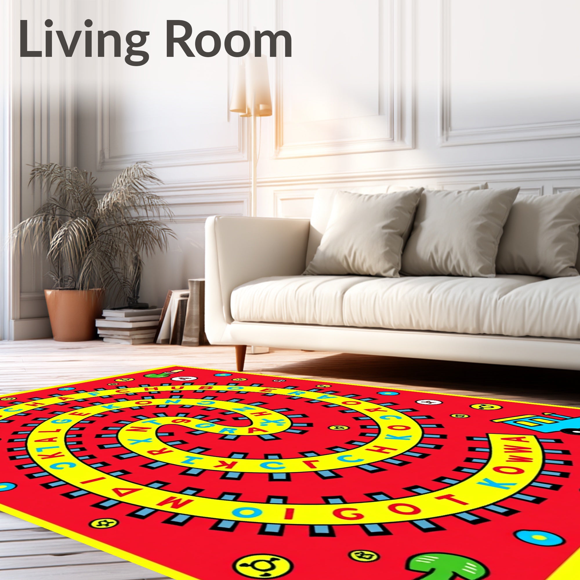 Alphabet Spiral Train Track Rug