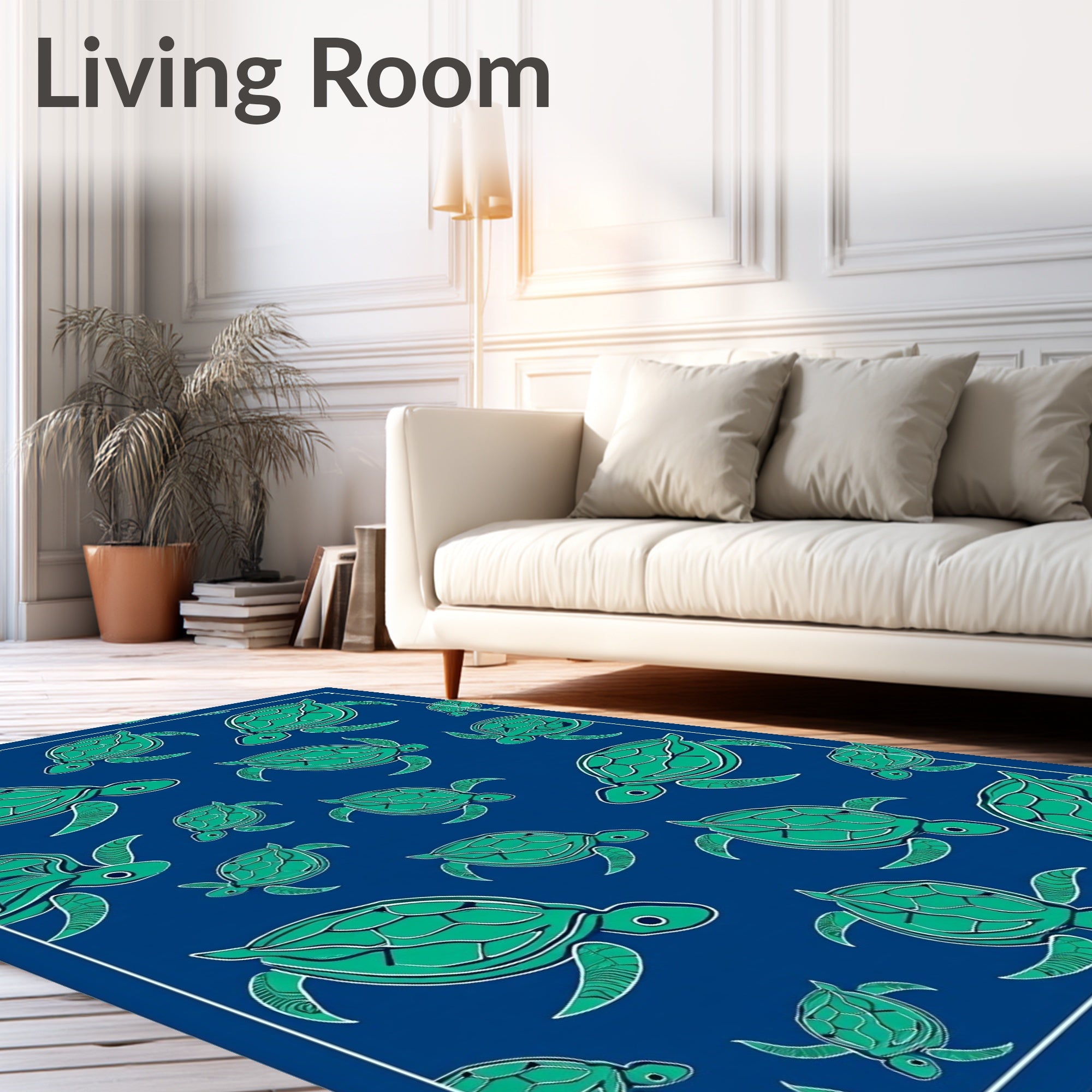 Blue Green Turtle Marine Life Rug