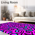 Vibrant Pink Swirls Abstract Maze Rug