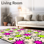 Pop Hot Pink Lime Numbers Explosion Rug