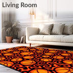 Fiery Orange Basketball Swirls Rug