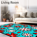 Bold Red White Flower Power Rug