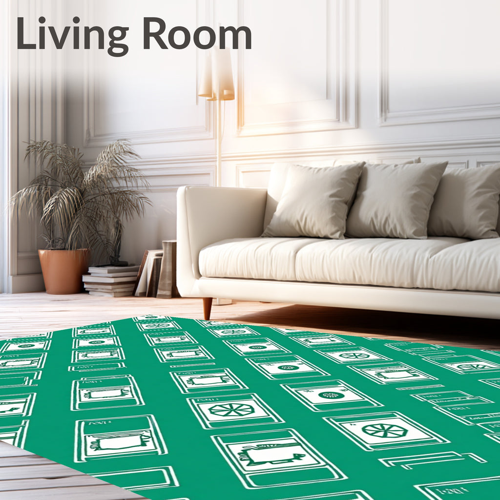 Emerald Green Card Collage Rug