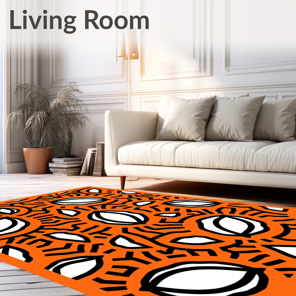 Bright Orange Abstract Seed Burst Rug