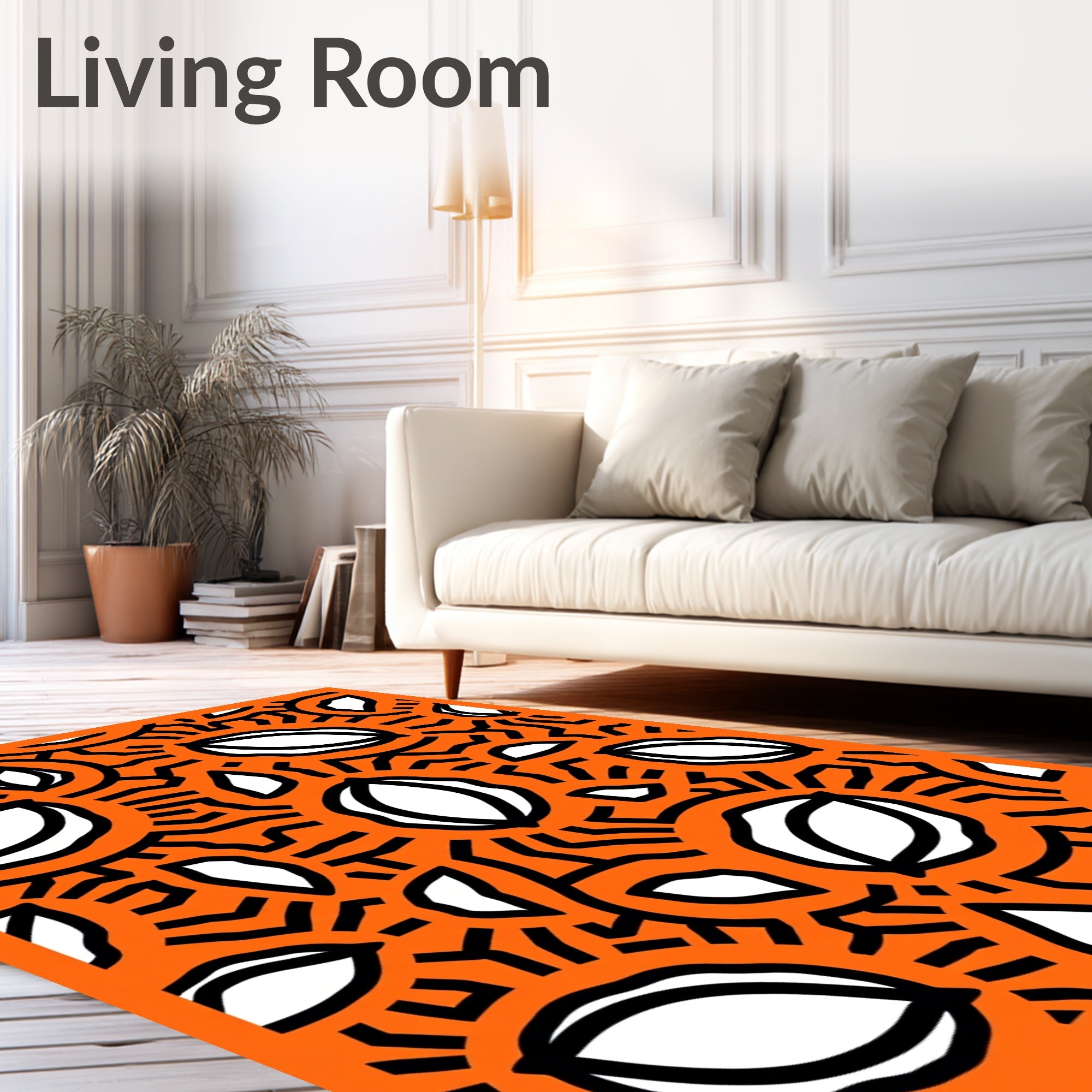 Bright Orange Abstract Seed Burst Rug