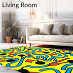 Yellow Blue Red Abstract Graphic Rug