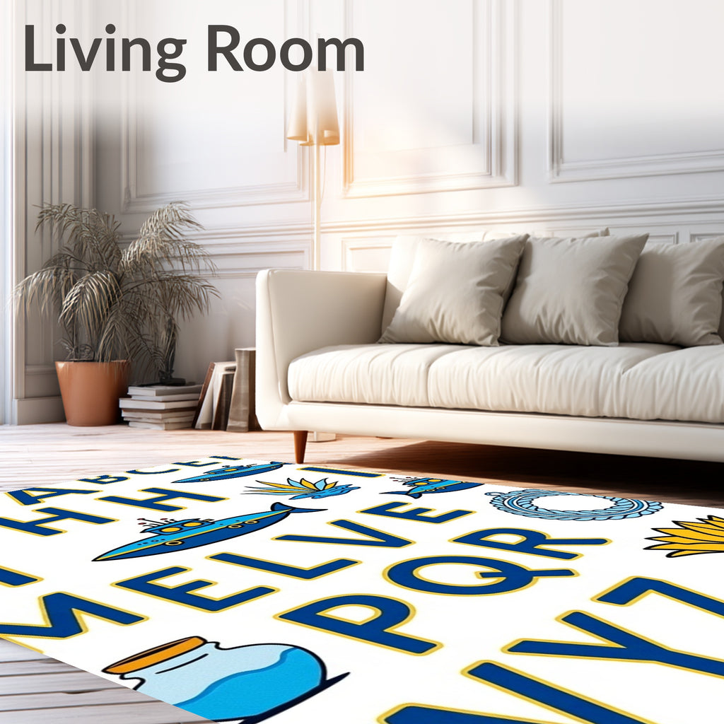 Navy Blue Submarine Alphabet Collection Rug