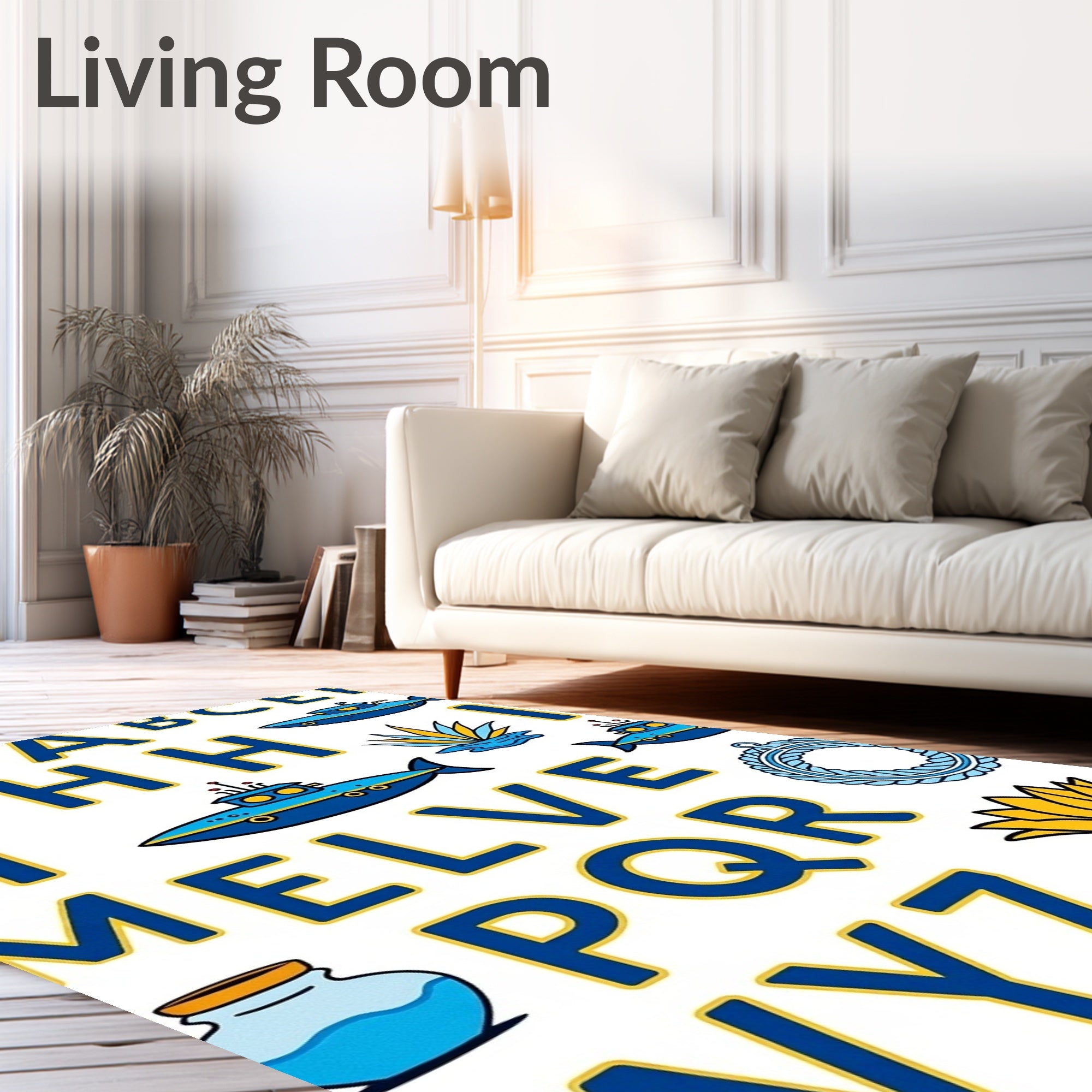 Navy Blue Submarine Alphabet Collection Rug