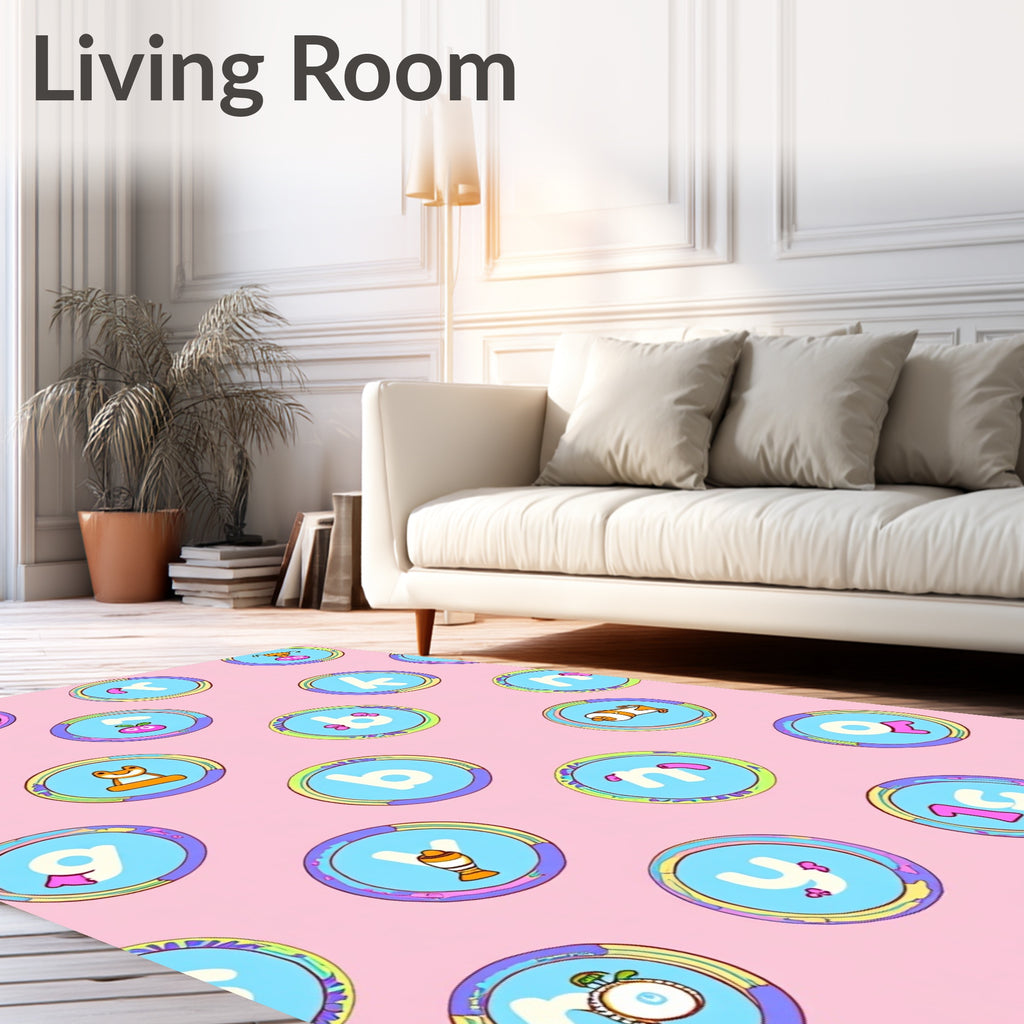 Pastel Circles Alphabet Collage Rug