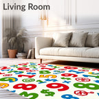 Playful Red Green Blue Number Collage Rug