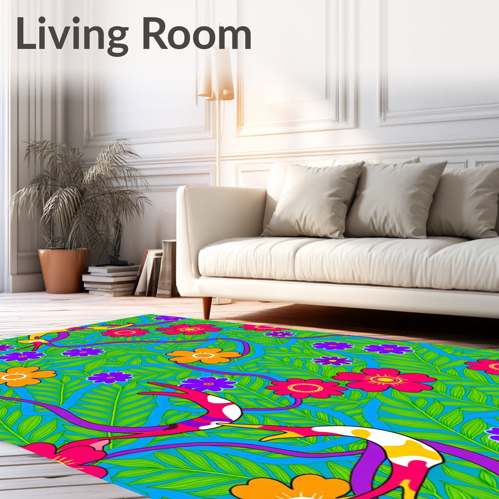 Vibrant Floral Foliage Swirl Rug