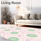 Blush Pink Green Swirl Circles Rug