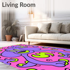 Playful Purple Dog Bone Swirl Rug
