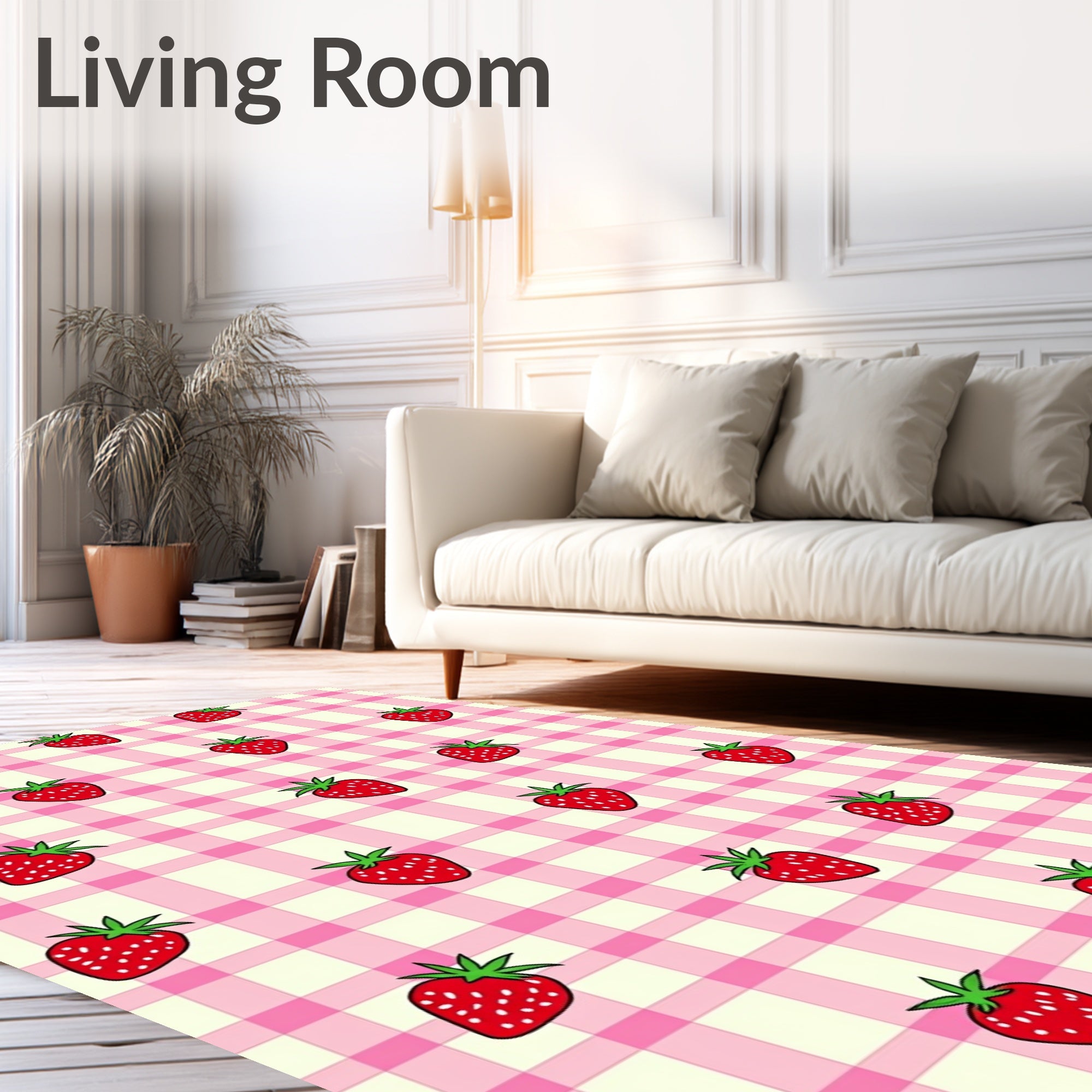 Red Strawberry Gingham Checks Rug