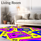 Funky Pink Blue Yellow Geometric Collage Rug