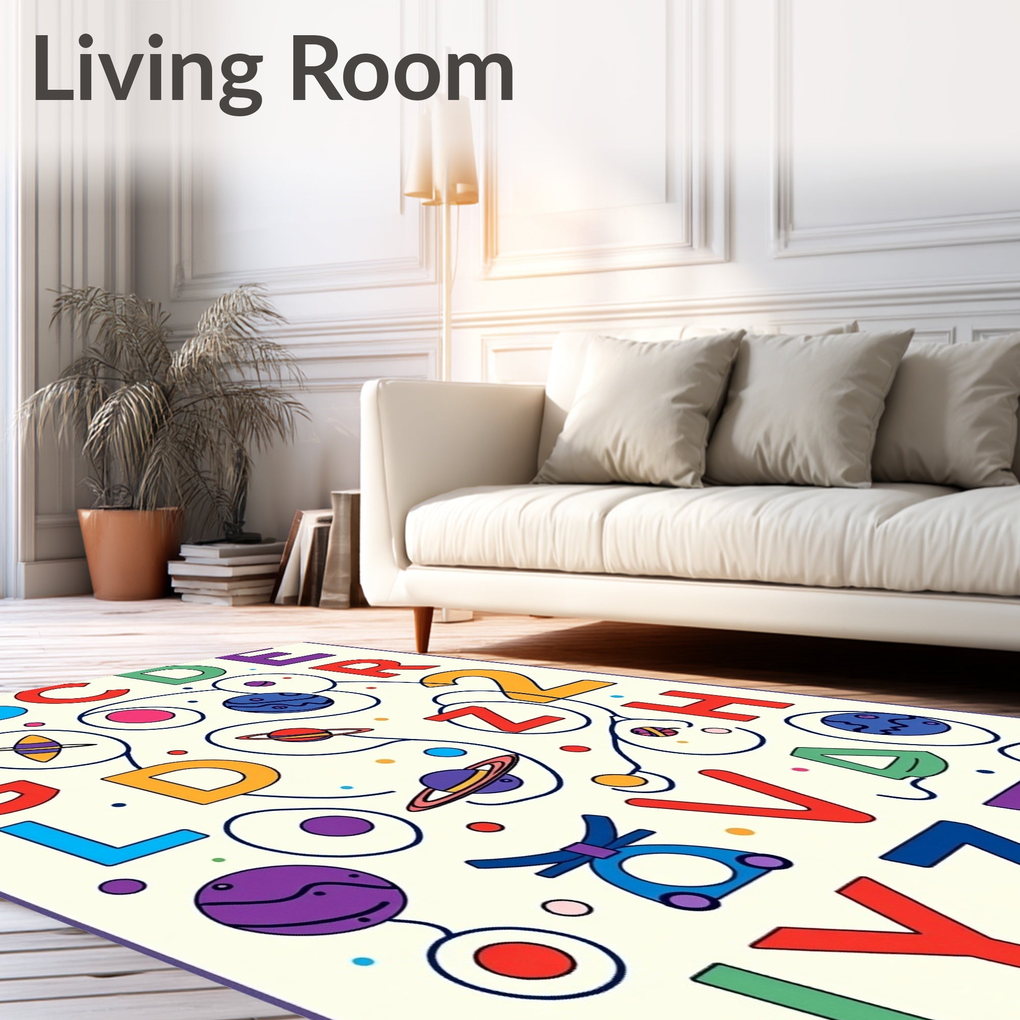 Cosmic Alphabet Planets Planets Orbiting Rug
