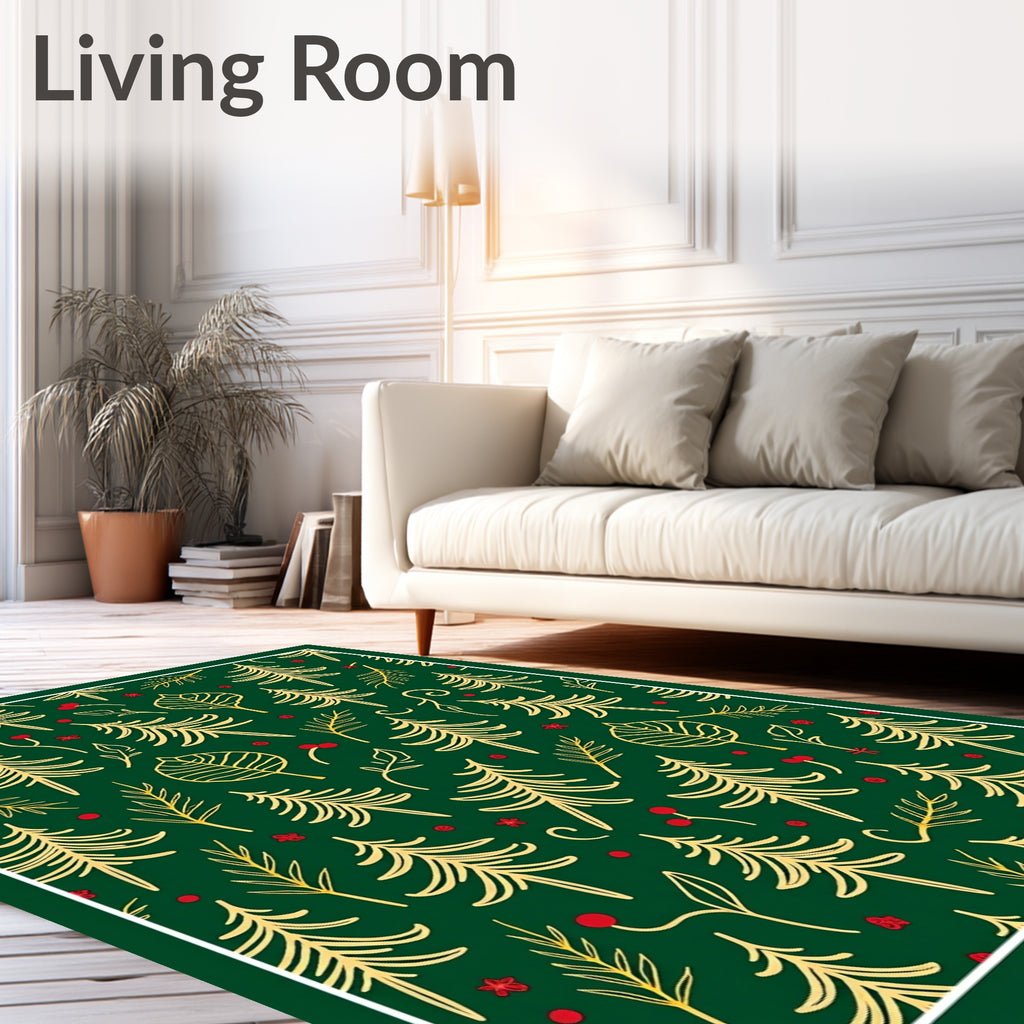 Golden Pine Trees Berry Foliage Rug